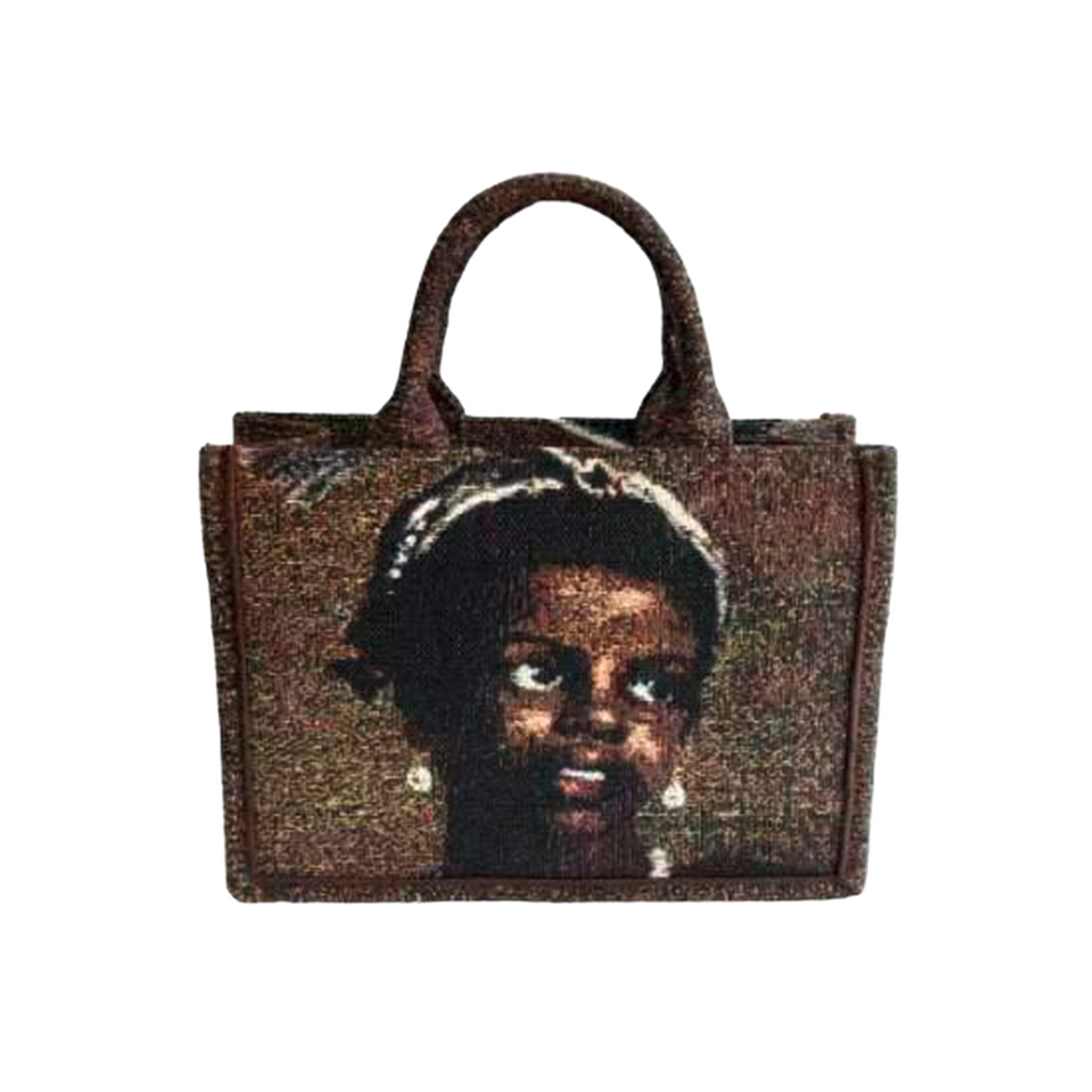BUST OF A WOMAN WITH A PEARL NECKLACE BAG